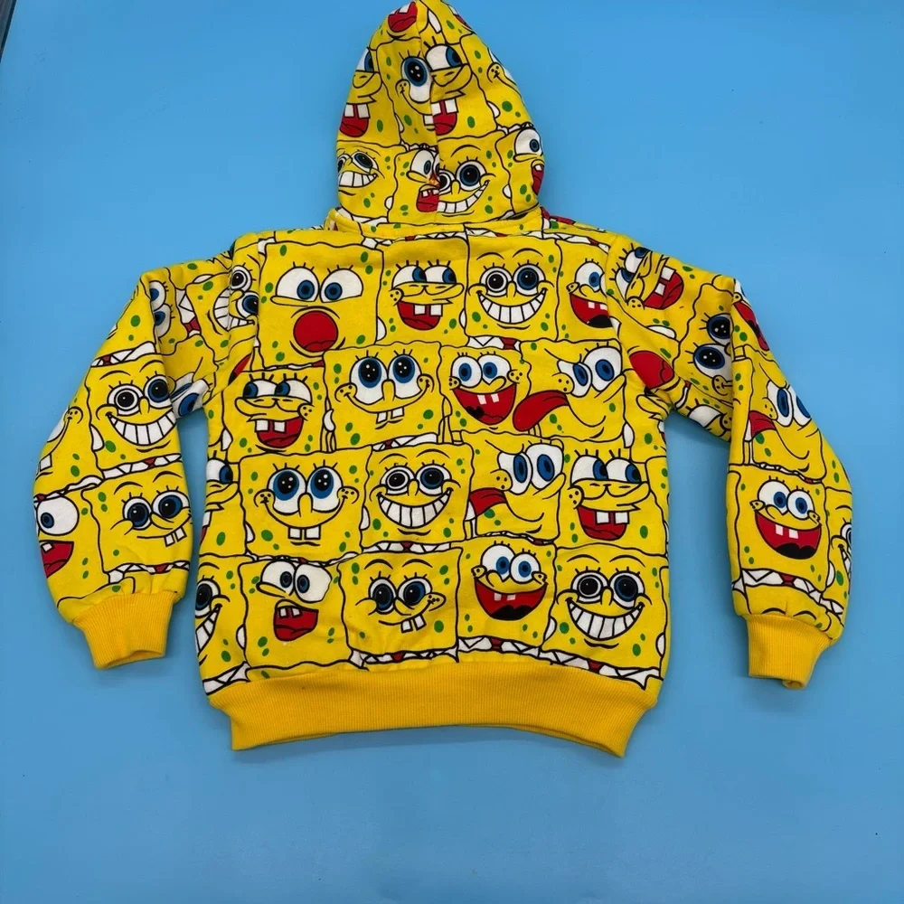 Sponge Bob Squarepants Kids Graphic Full Zip Hoodie Yellow Unisex Size 130